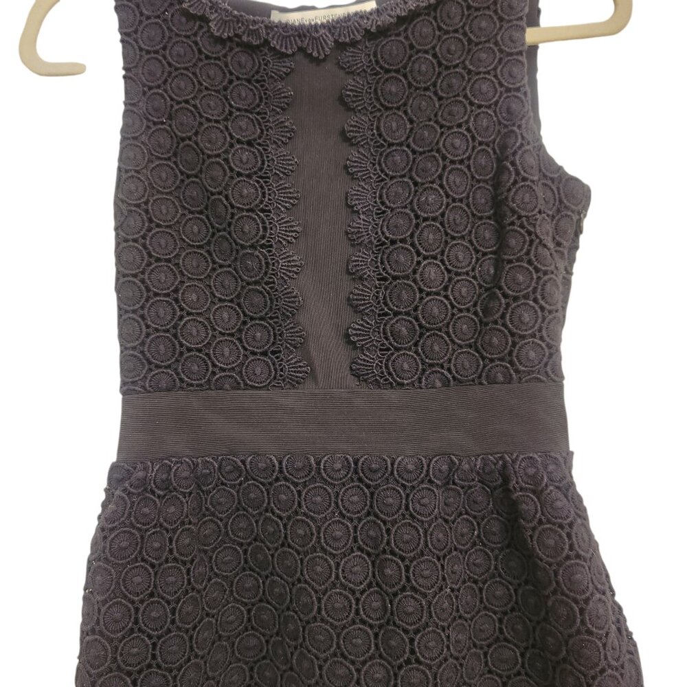 DIANE Von FURSTENBURG Tavita Black Lace Lined Peplum Top Size 0 - Picture 5 of 10